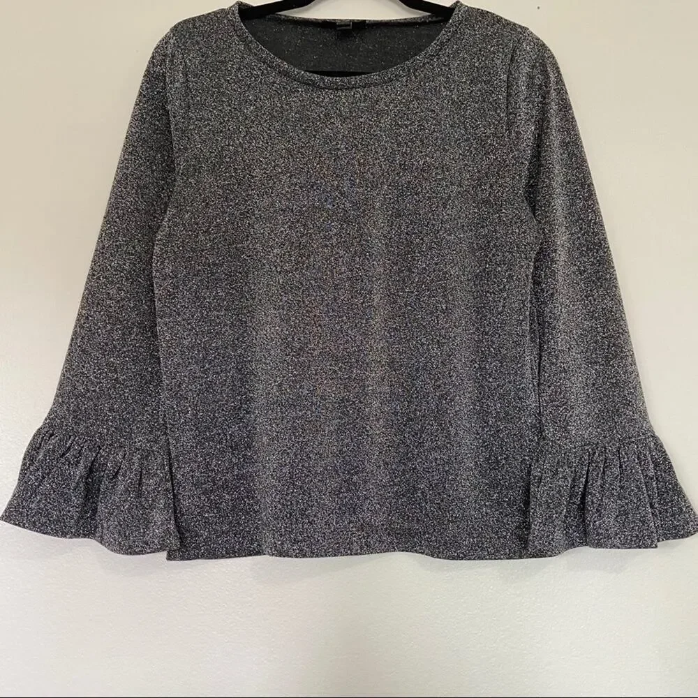 J. Crew Metallic Sparkle Bell Sleeve Blouse Medium